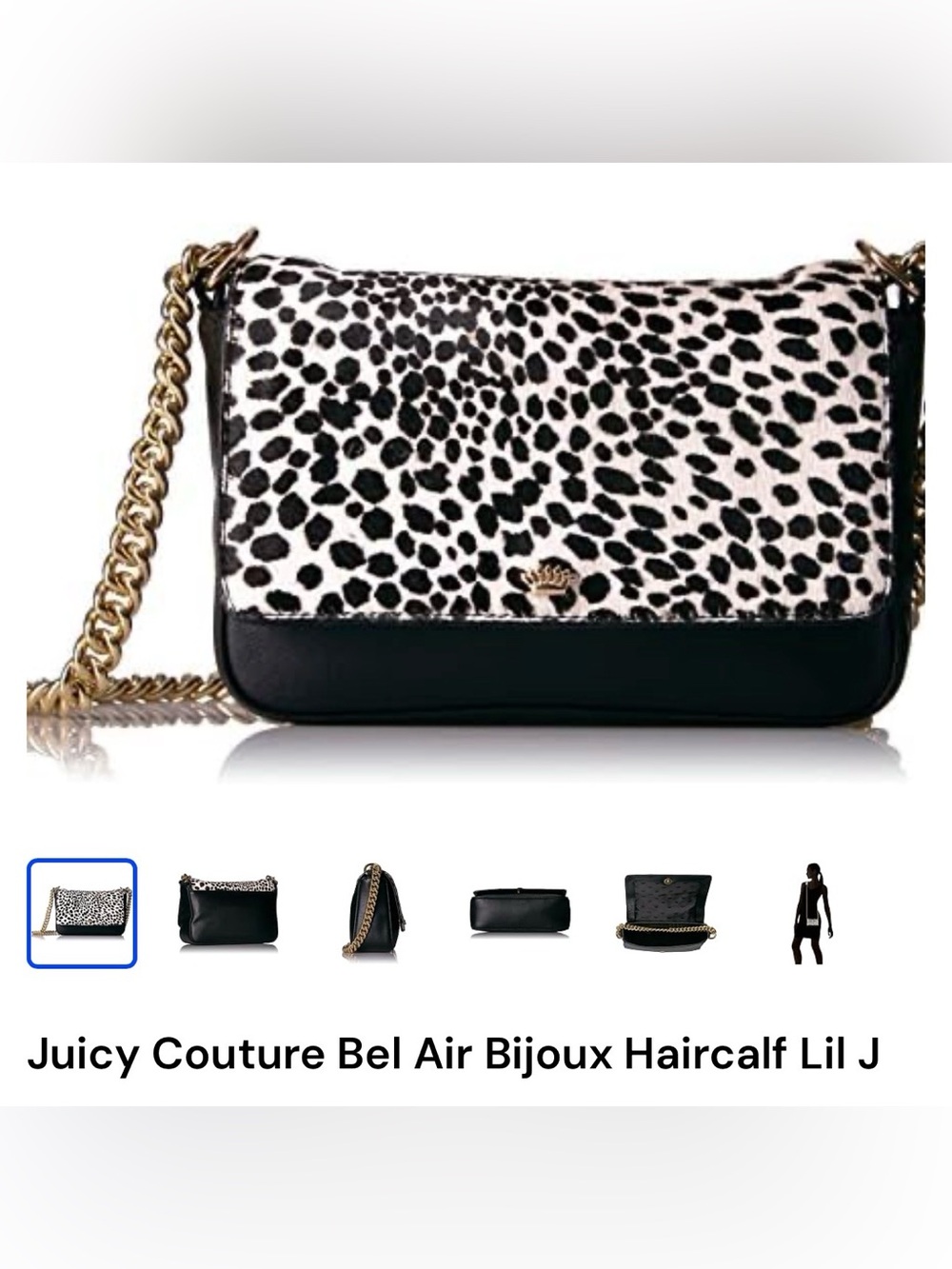Juicy Couture Bel Air Hair Calf Bijou Animal Print Chain Crossbody Purse Lil J